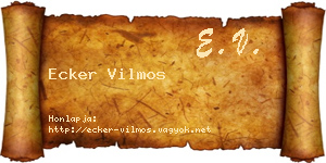 Ecker Vilmos névjegykártya